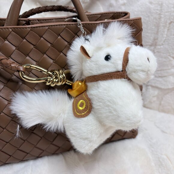 White Plush Horse Bag Charm & Keychain Set – Lunar New Year Good Luck Accessory - Picture 6 of 6